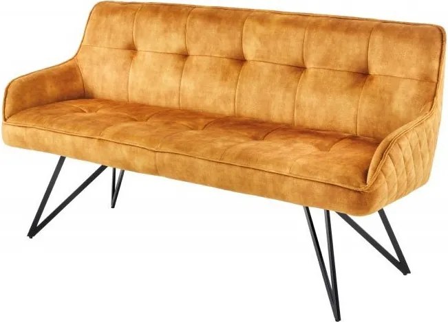 Bancheta cu aspect retro Euphoria 160cm, galben mustar