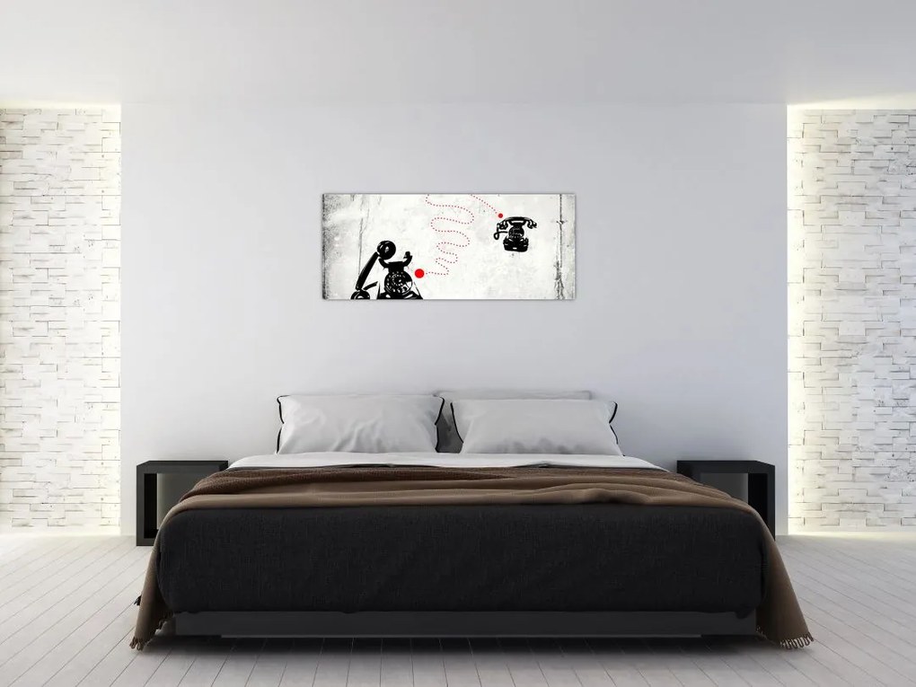 Tablou - Desen de telefon în stilul lui Banksy (120x50 cm)