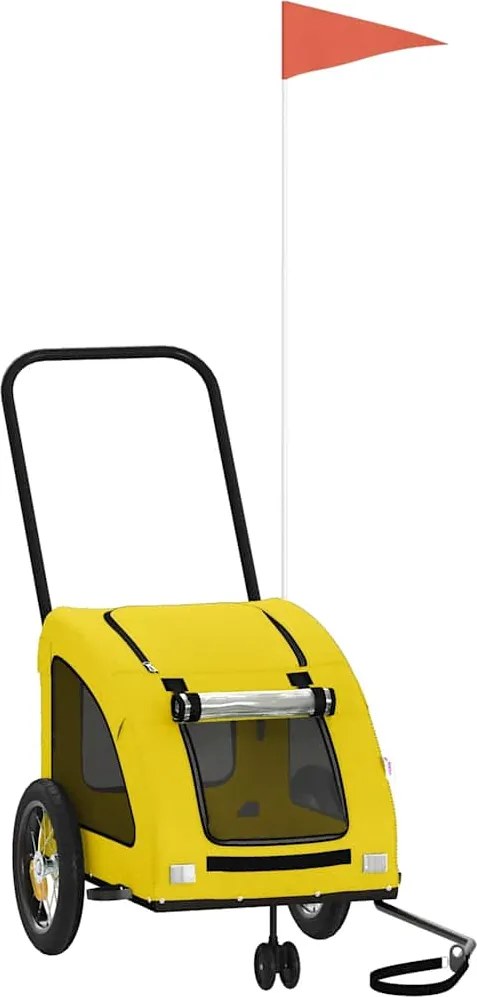 vidaXL Remorcă de bicicletă animale companie galben textil oxford/fier