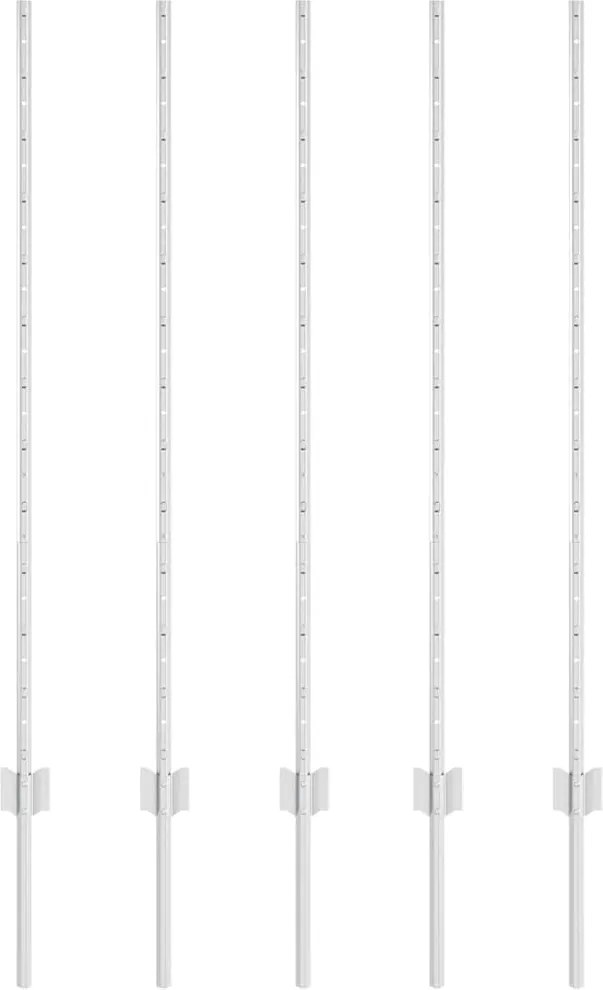 vidaXL Stâlp de gard. 5 pcs Argintiu 120 cm Oțel