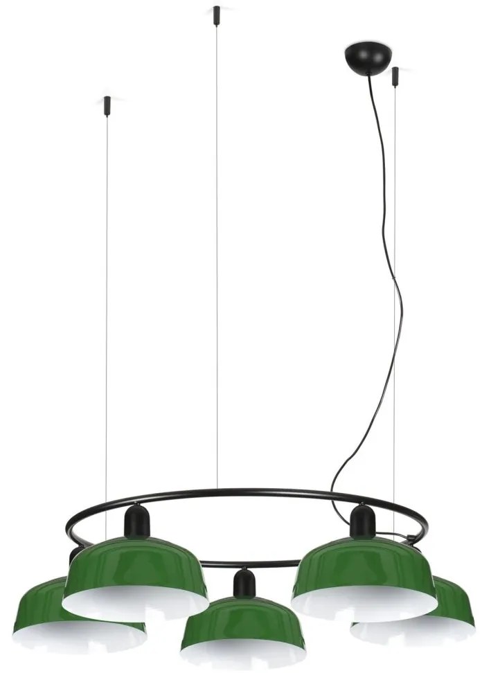 Lustra suspendata metal TATAWIN M 5L negru, verde