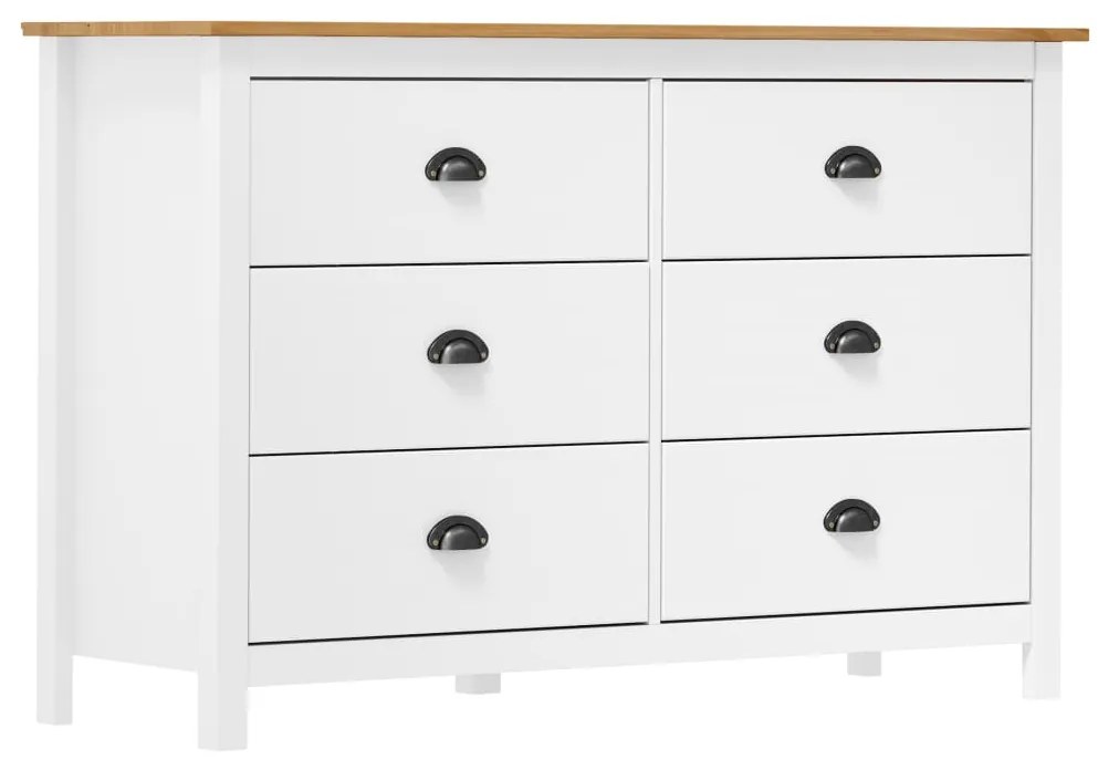 288986 vidaXL Servantă Hill Range, alb, 125 x 40 x 80 cm, lemn masiv de pin