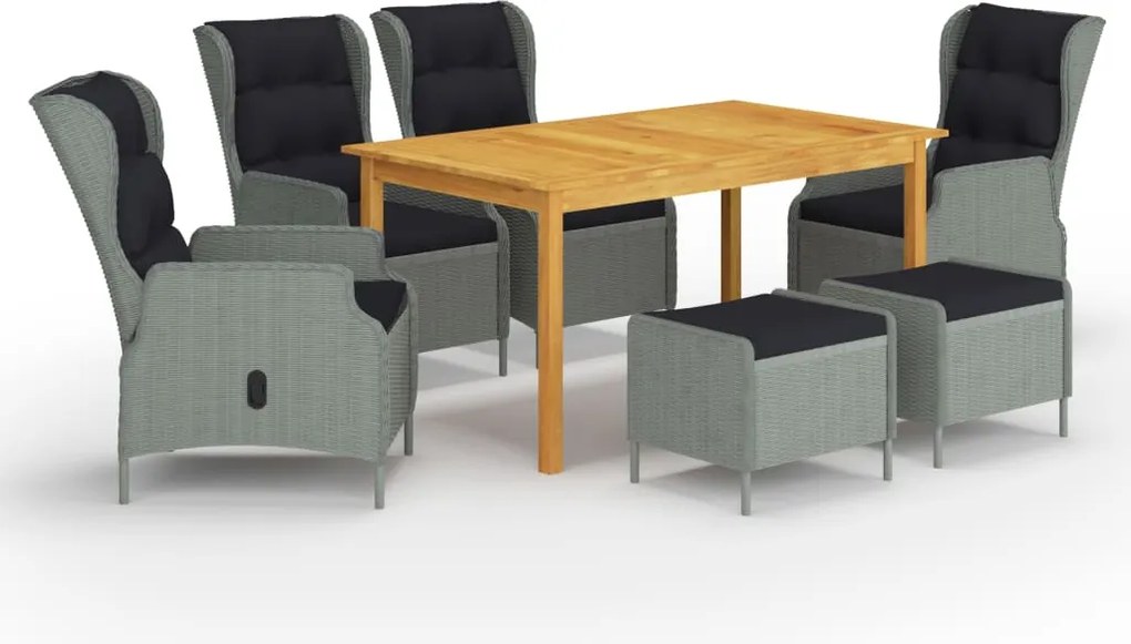 vidaXL Set mobilier de grădină, 7 piese, gri deschis