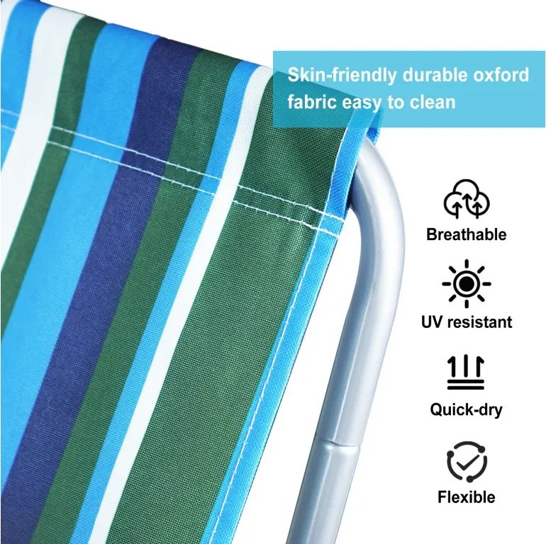 Set de 2 sezlonguri pliante pentru plaja SAND, albastru-alb