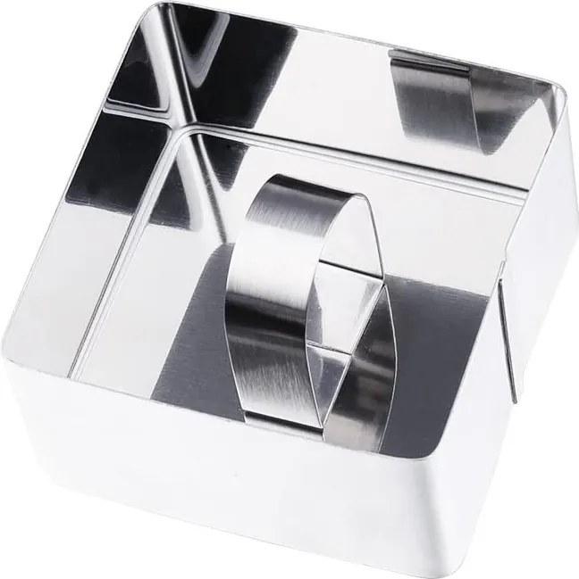 Forma ornare Ghidini Daily, inox, patrata, cu pasator, 8x5,5 cm