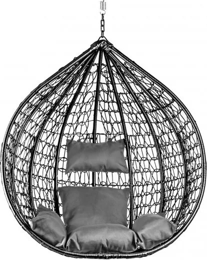 Scaun suspendat negru KOKON fara stativ, perna gri