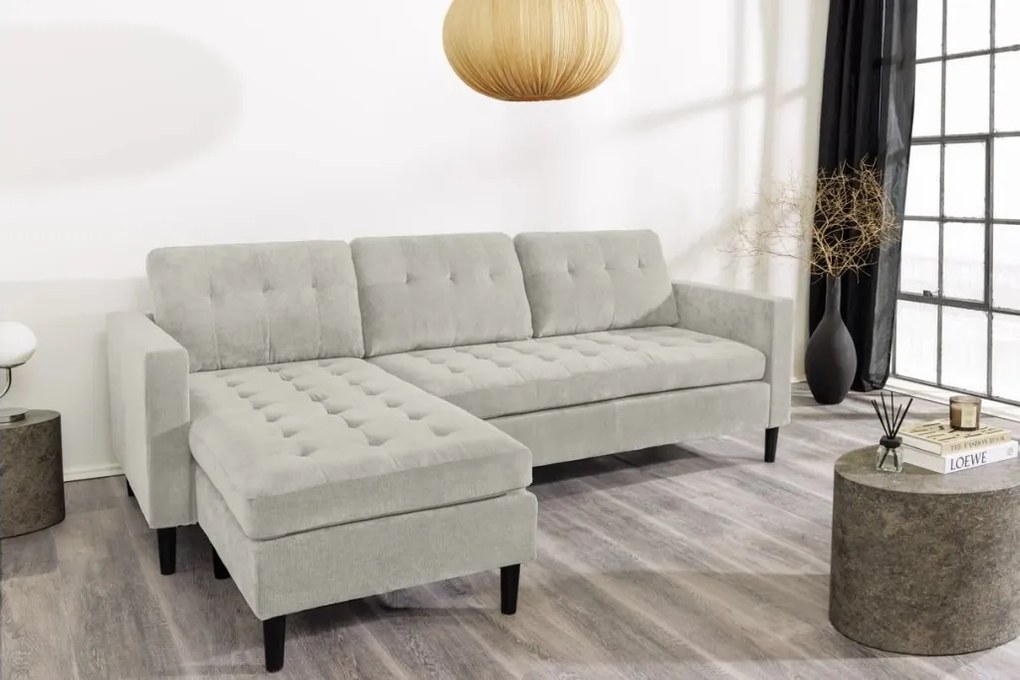 Coltar modern, Catifea raiata greige STOCKHOLM 220cm