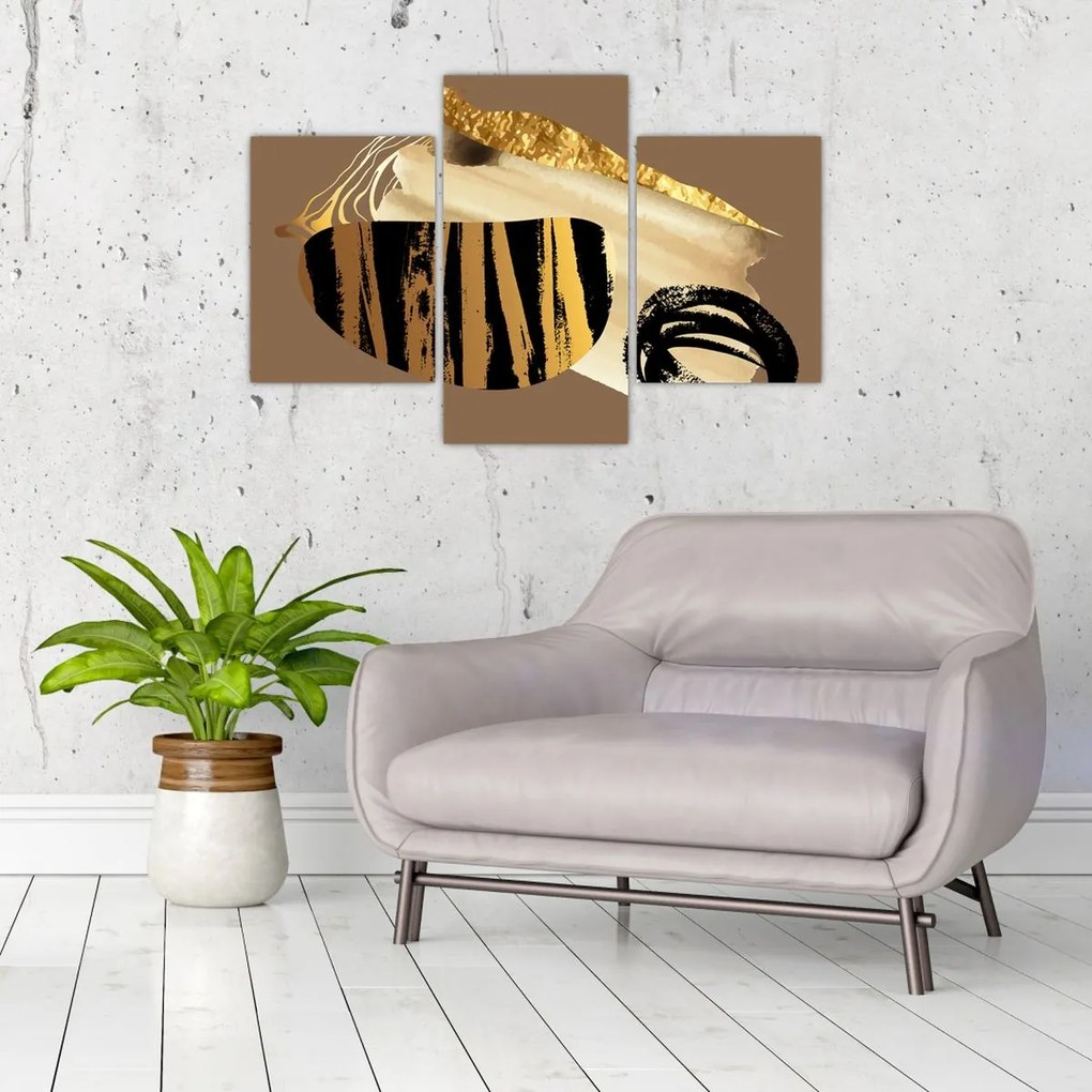 Tablou - Abstracție maro auriu N⁰2 (90x60 cm)
