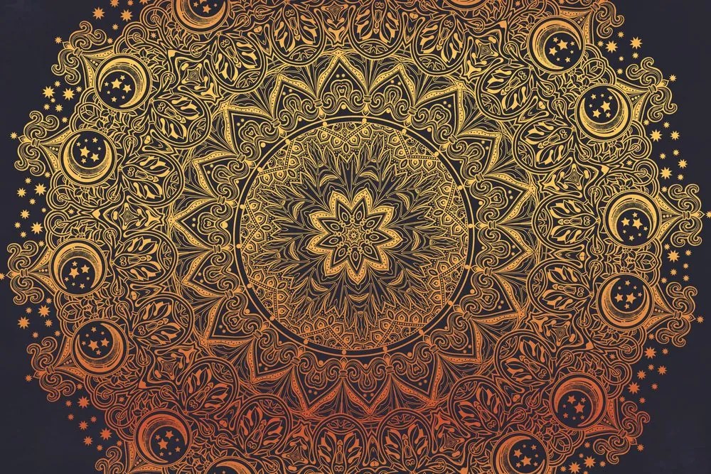 Tapet mandala orientală aurie