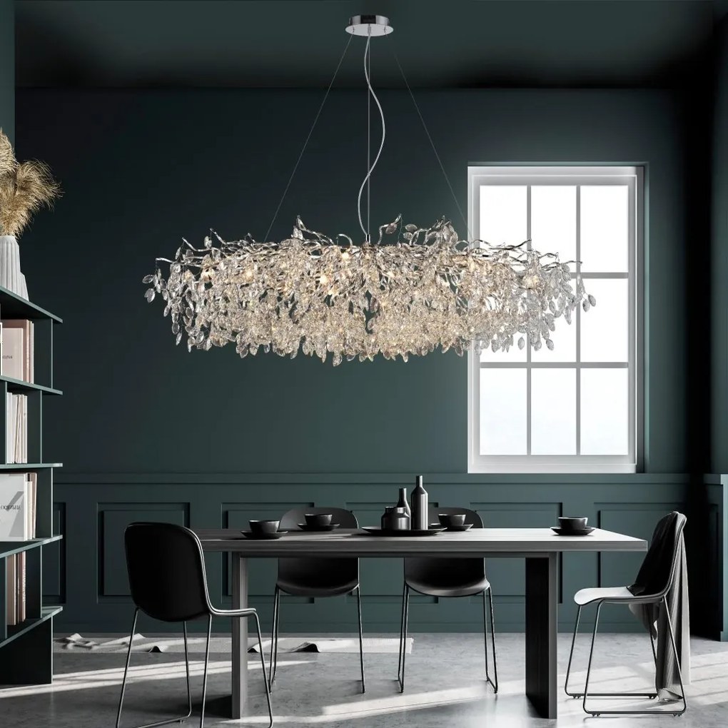Lustra suspendata design magnific RICICLE crom, 70x150cm
