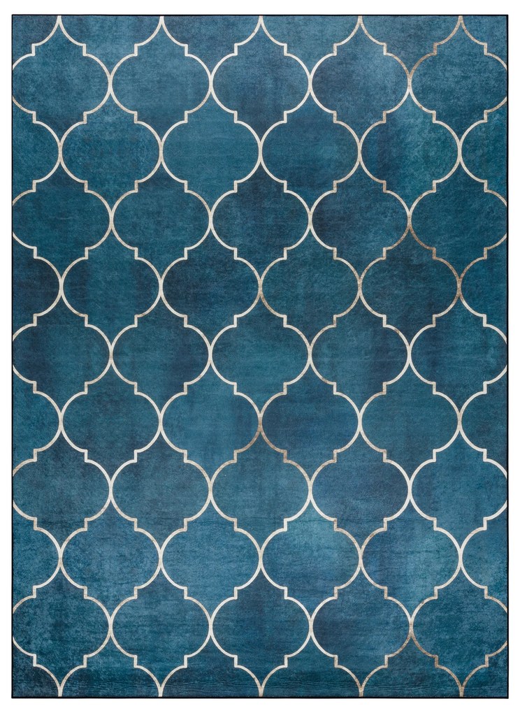 ANDRE 1181 covor lavabil marocani trellis anti-alunecare albastru - SECUNDAR-COTATI PRODUSUL