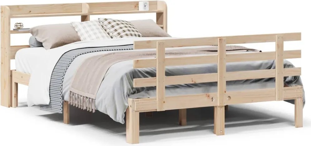 vidaXL Cadru de pat cu tăblie, 140x200 cm, lemn masiv de pin