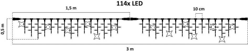 decoLED LED instalație tip țurțuri - alb rece - 3x0,5m, 114 LED, efect FLASH