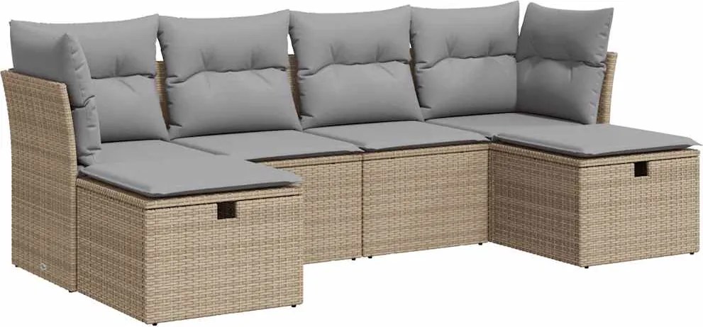 vidaXL Set canapele de grădină cu perne, 6 piese, bej, poliratan