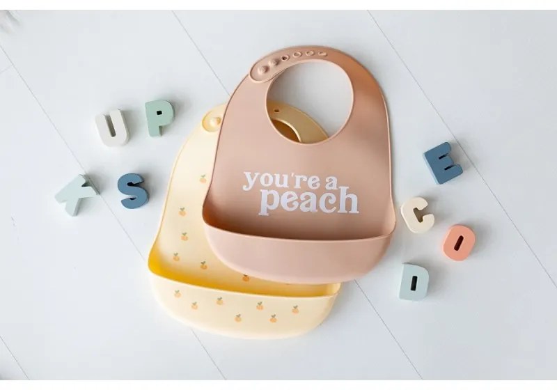 Set bavete din silicon Peach - Pearhead