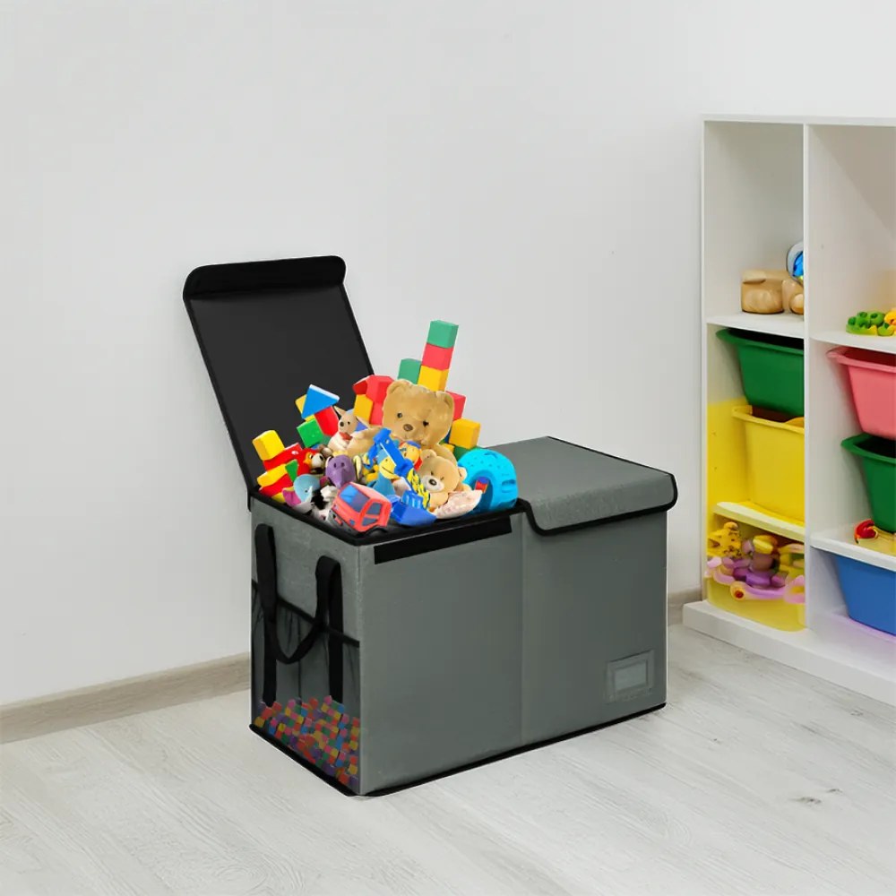 Cutie de depozitare pliabila, gri negru, DETER