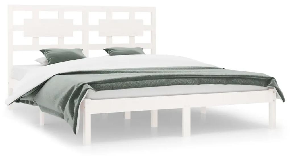3107354 vidaXL Cadru de pat, alb, 140x200 cm, lemn masiv de pin