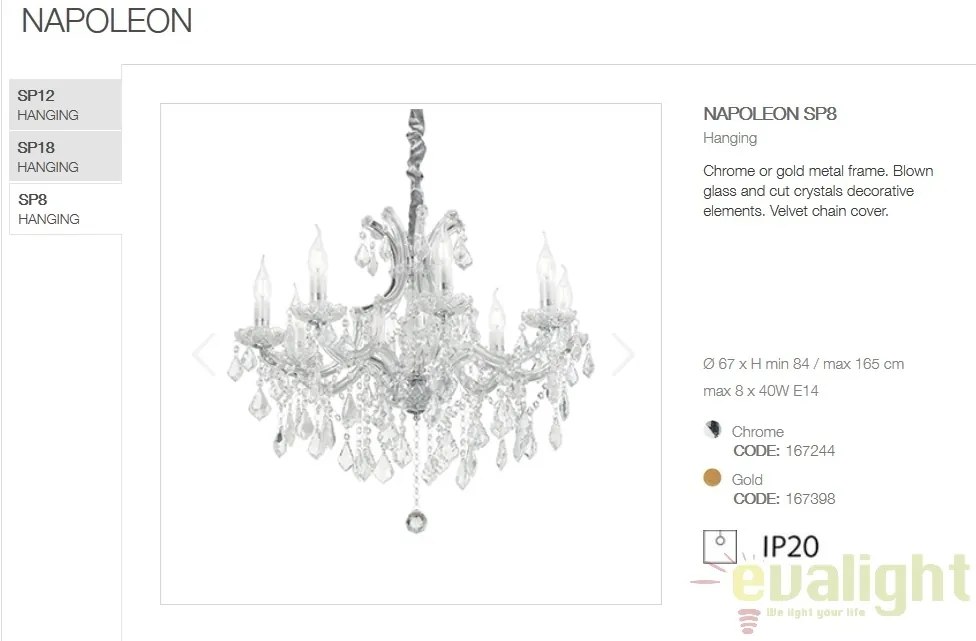 Candelabru design elegant NAPOLEON SP8 crom 167244