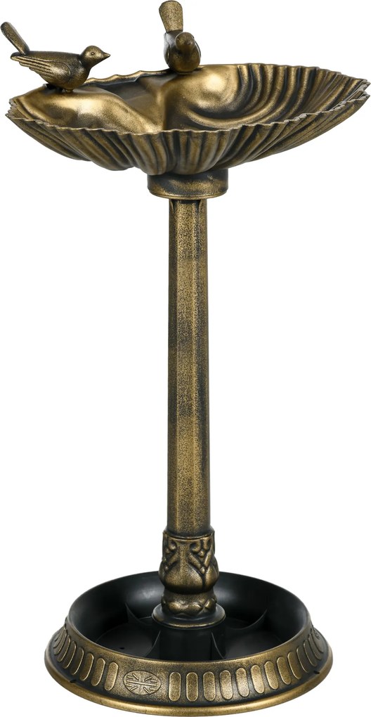 Outsunny Baie pentru păsări de grădină exterior 81 cm cu design în formă de scoică și finisaj patinat, ușoară și rezistentă, bronz | Aosom Romania