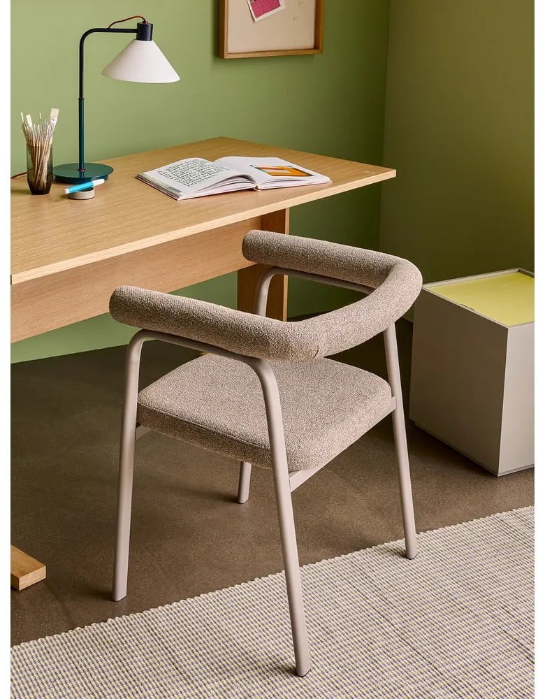 Set de scaune de sufragerie bej cu cotiere 2 buc. tapițat Ecto – Hübsch
