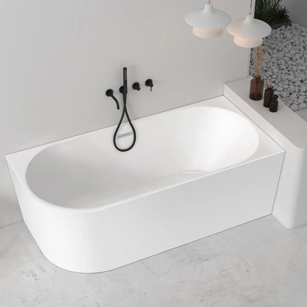 Cada freestanding Rune Birka BTW acril alb lucios 170x80 cm montaj dreapta