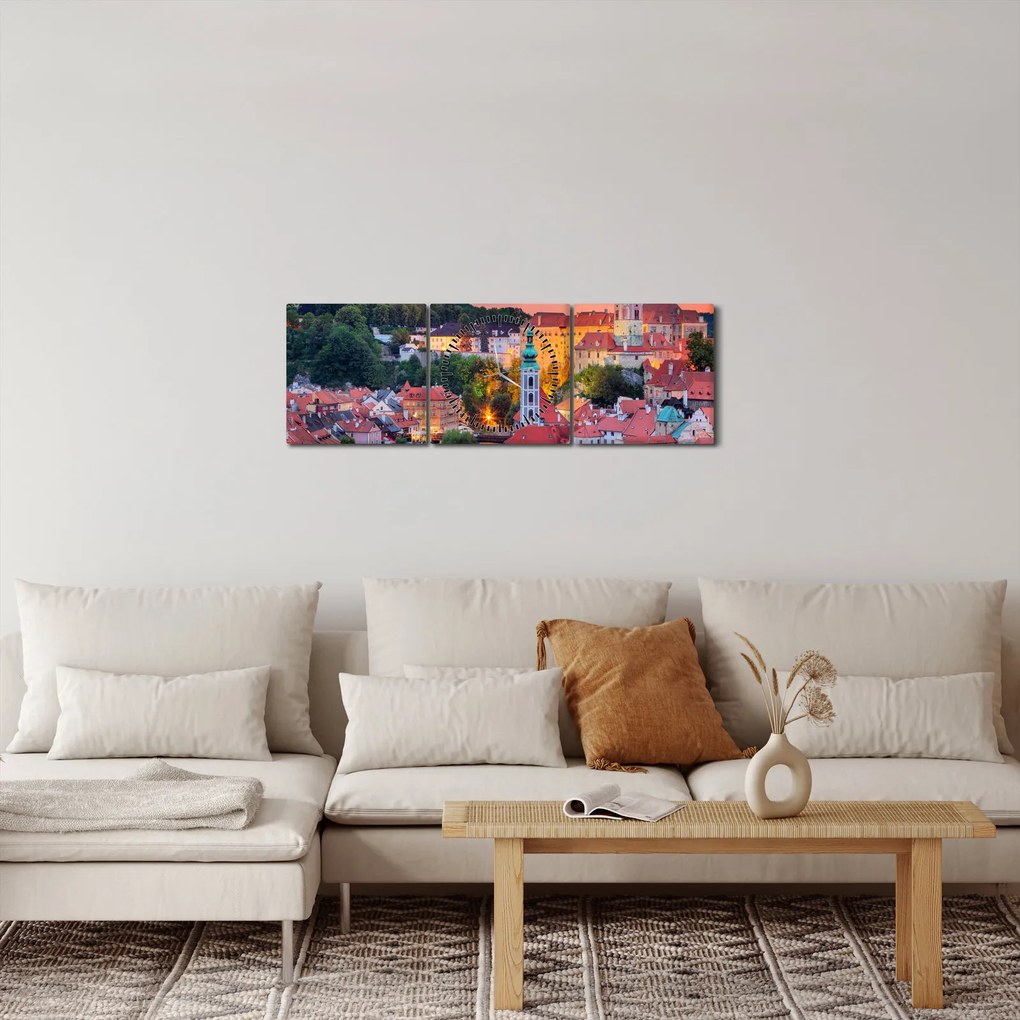Tablou - Český Krumlov (cu ceas) (90x30 cm)
