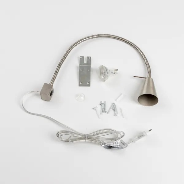 Lampă LED cu clemă, 1x GU10, 4,7 W, 230 V, crom mat