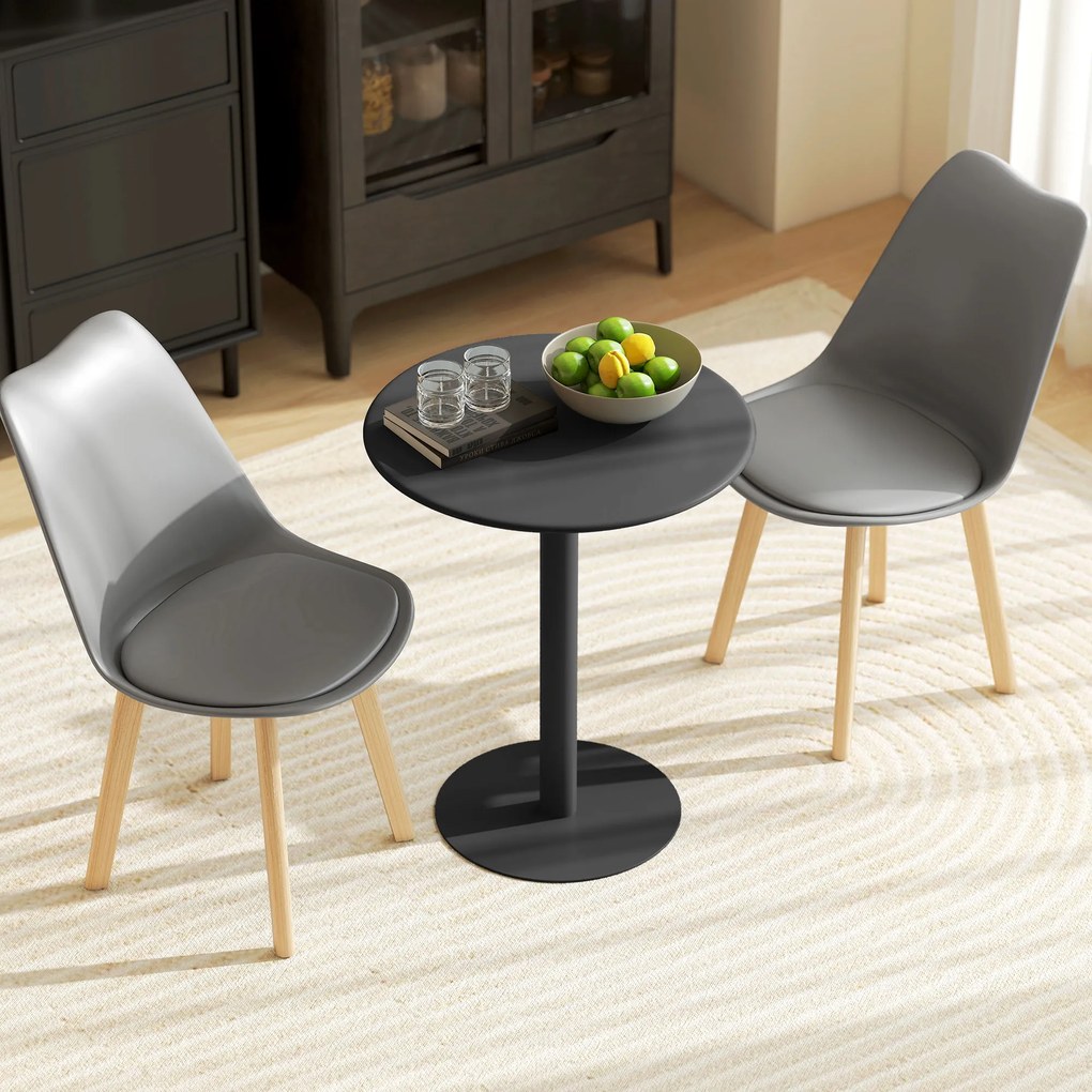 HOMCOM Masă de Dining Rotundă și Modernă pentru 2 Persoane din Oțel, Neagră | Aosom Romania