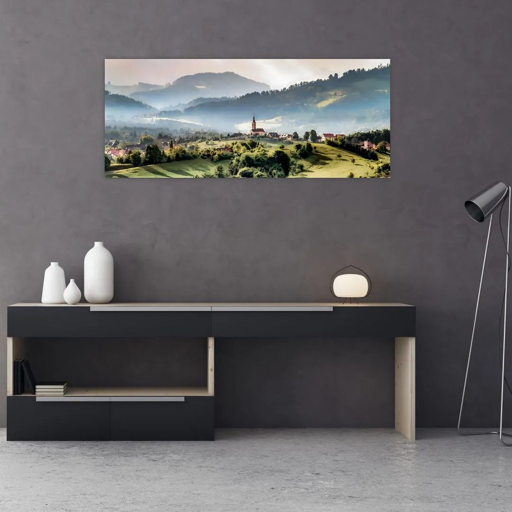Tablou - sătuț în ceață (120x50 cm)