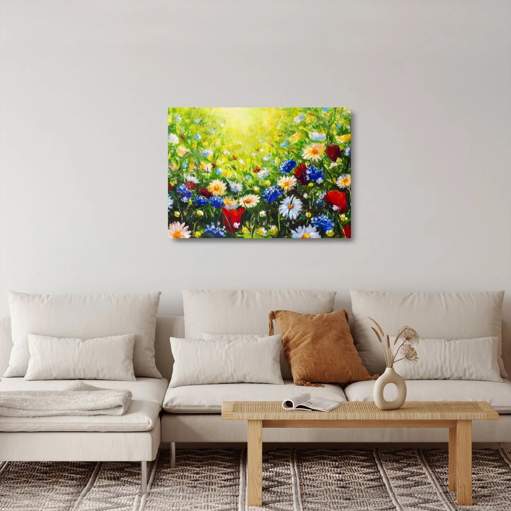 Tablou pe sticlă - Flori sălbatice (70x50 cm)