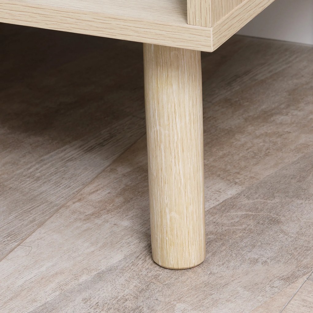 HOMCOM Noptiera moderna Set de 2, noptiere cu polita deschisa, masuta de cafea, dormitor, natural | Aosom Romania