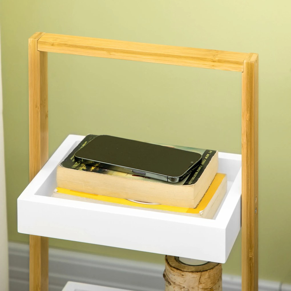 HOMCOM Cărucior de depozitare cu 3 nivele, etajeră ușor de asamblat pentru baie bucătărie birou 28 x 18 x 75 cm alb | Aosom Romania