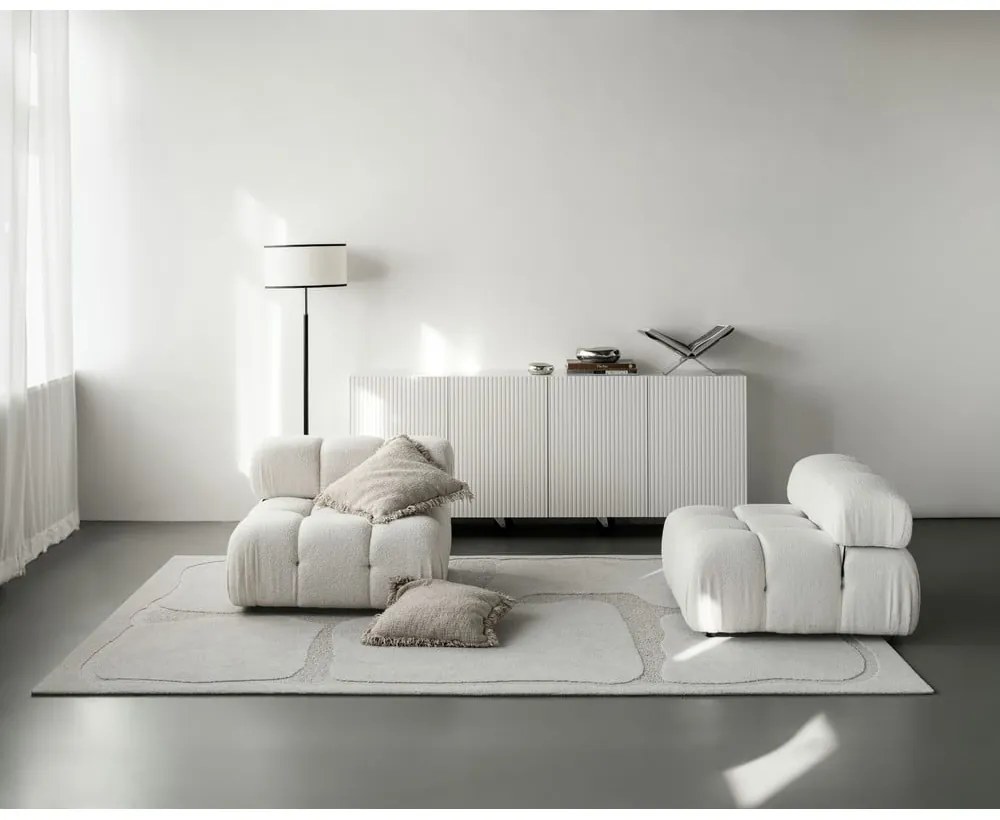 Covor gri deschis din lână 133x190 cm Morphic Organica – Agnella