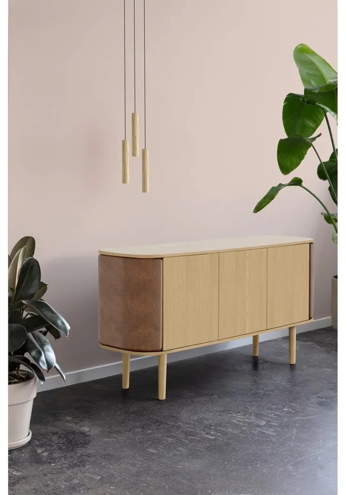 Lustră în culoare naturală LED din lemn masiv de stejar cu abajur din lemn ø 3 cm Chimes – UMAGE