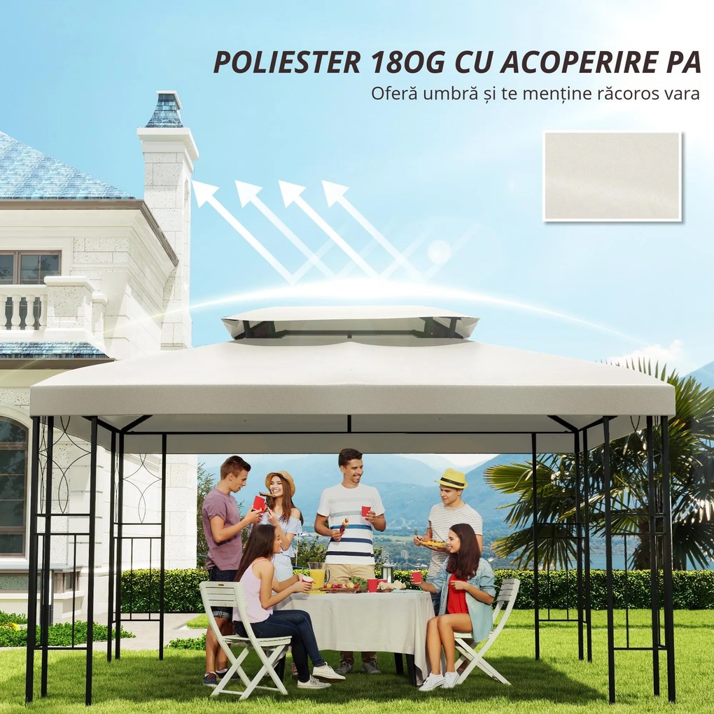 Acoperiș de Schimb Outsunny Impermeabil pentru foisor, Dublu Strat 3x4m | AOSOM RO