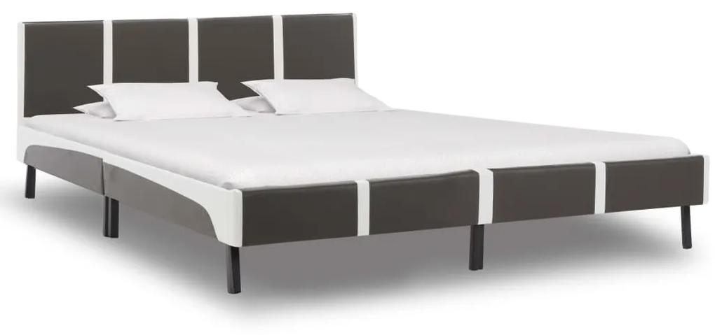 280296 vidaXL Cadru de pat, gri și alb, 180 x 200 cm, piele ecologică