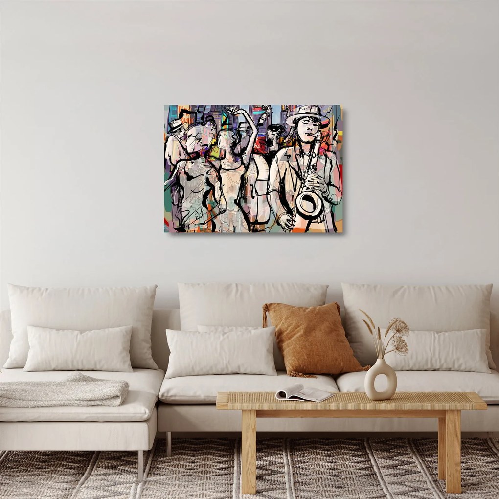 Tablou pe sticlă - Seara de jazz (70x50 cm)
