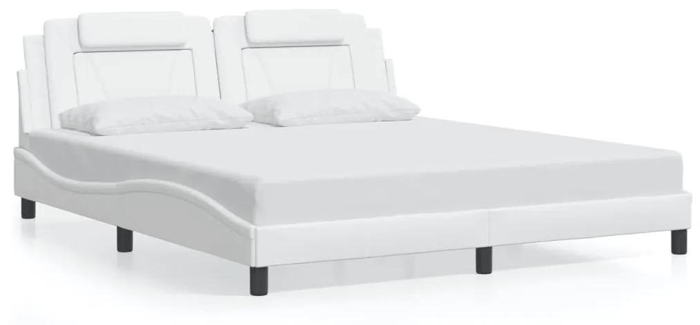 3208111 vidaXL Cadru de pat cu tăblie, alb, 180x200 cm, piele ecologică