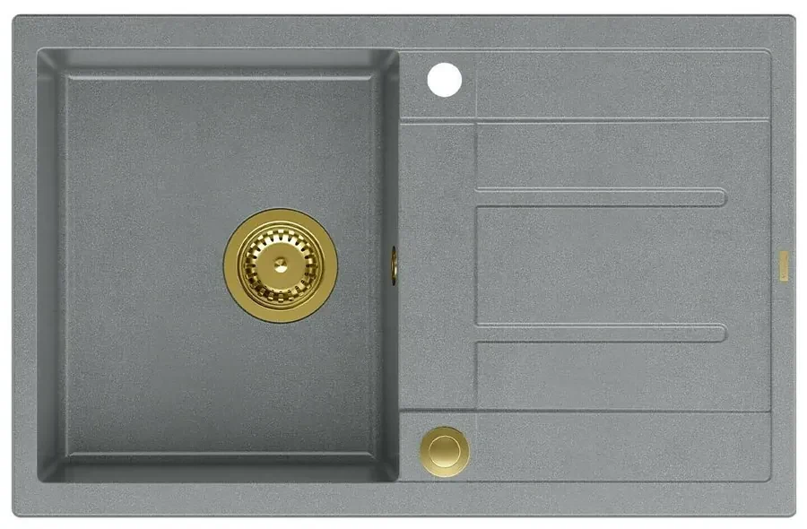 Chiuveta compozit incastrata Quadron Unique Morgan 111 gri - auriu 78x50 cm