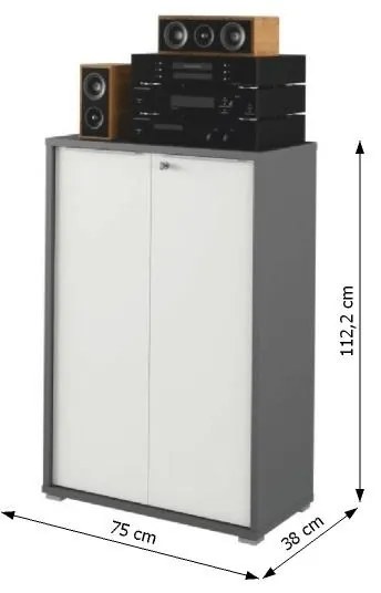 Dulap Birou RIOMA NEW TYP 09 Grafit/Alb