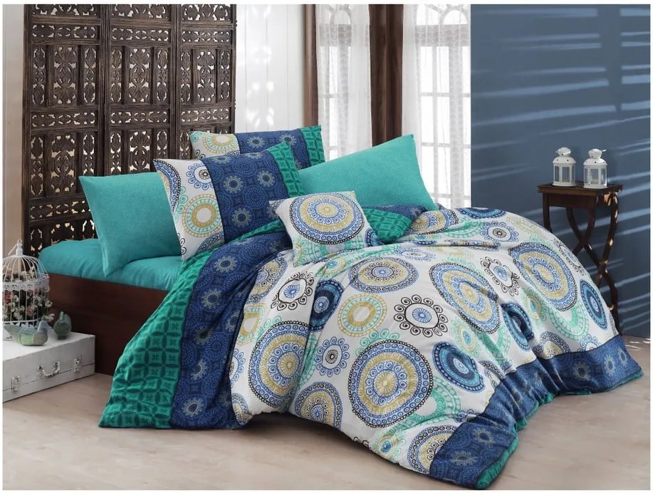 Lenjerie de pat cu cearșaf Nazenin Home Ringo, 160 x 220 cm