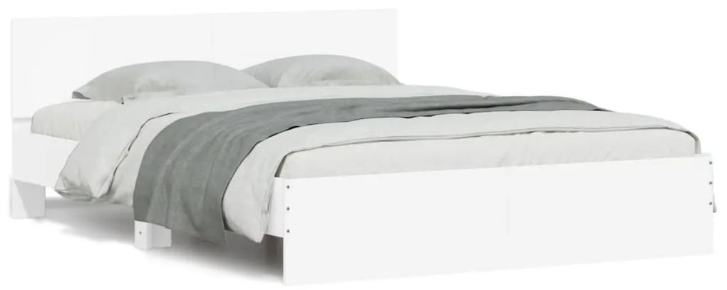 3207497 vidaXL Cadru de pat cu tăblie, alb, 140x190 cm