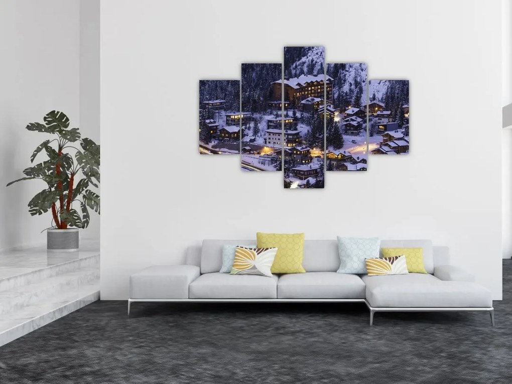 Tablou - orășelul montan iarna (150x105 cm)