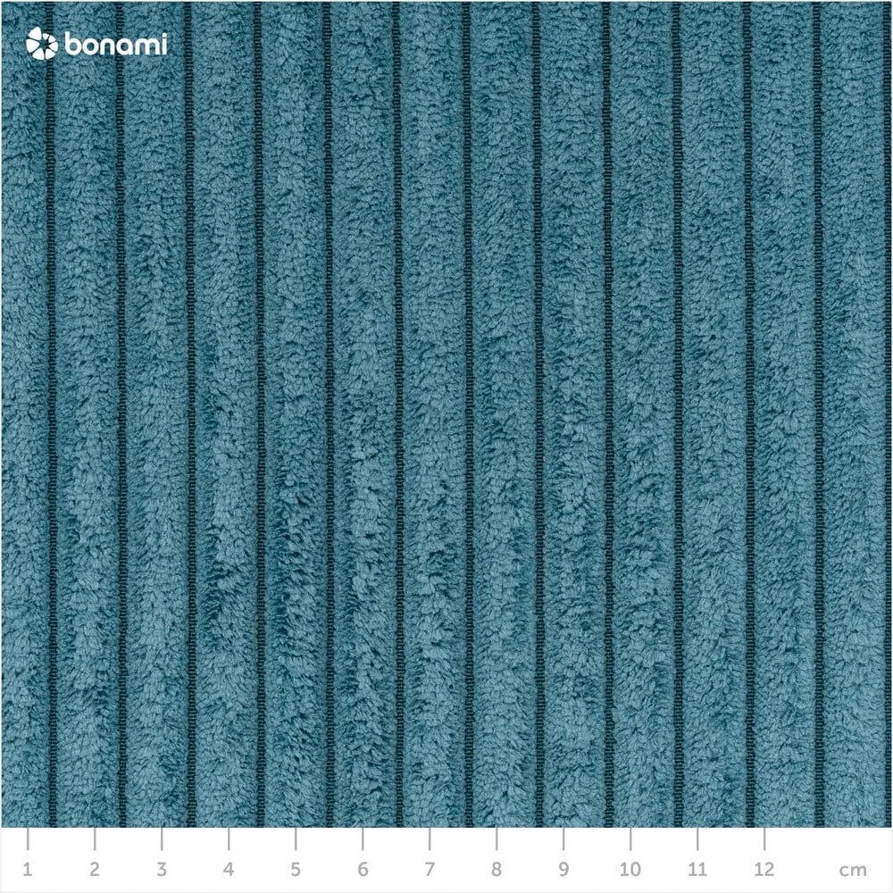 Canapea turcoaz extensibilă cu tapițerie din catifea reiată 250 cm Donatella – Milo Casa