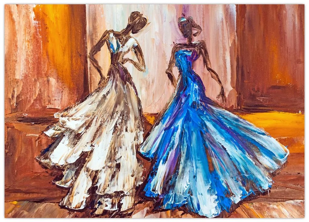 Tablou pe sticlă - Dansatoare, pictură în ulei (70x50 cm)
