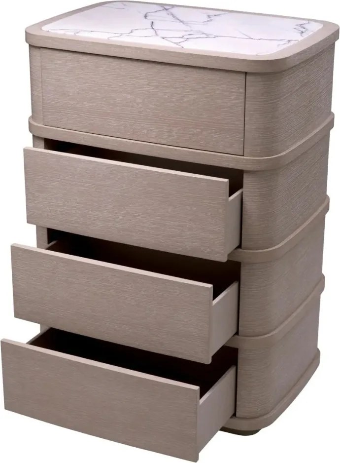 Dulapior inalt cu 4 sertare design LUX Cabana, stejar albit