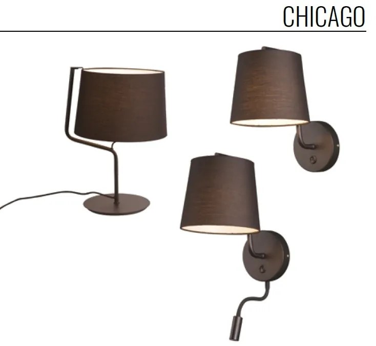 Aplica perete moderna cu reader LED CHICAGO neagra W0197 MX