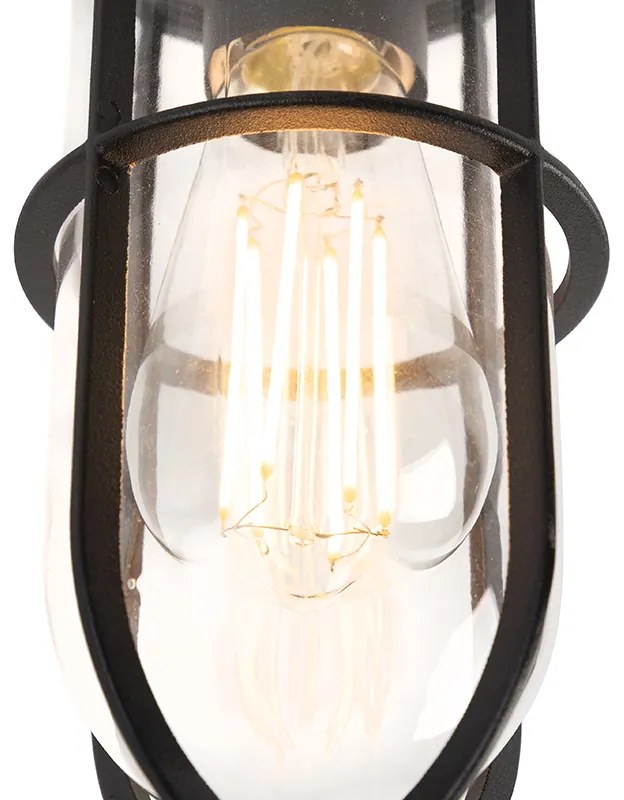 Plafonieră exterioară rustică neagră cu sticlă IP44 - Elza