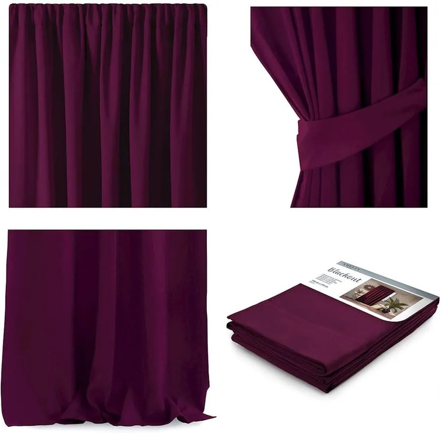 Draperie AmeliaHome Pleat, 140 x 270 cm, violet închis