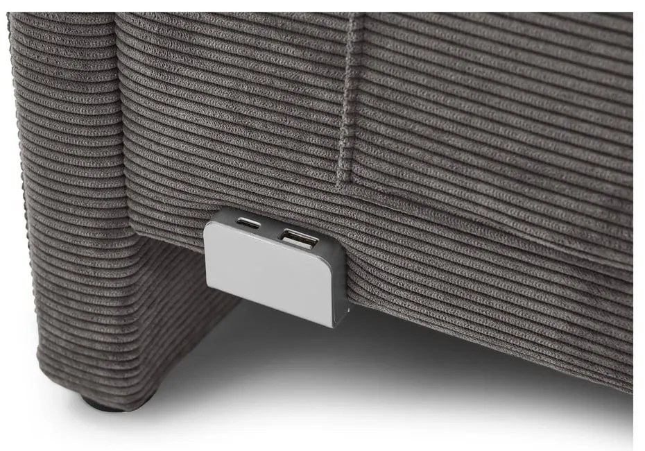 Pat pentru copii gri antracit pe colț tapițat fără somieră 140x200 cm Cool – Meise Möbel